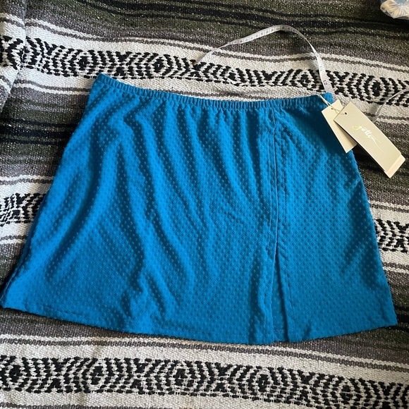 GOTTEX DAY DREAM TEXTURED COVER UP MINI SKIRT WITH SLIT Sea Breeze Blue - Picture 5 of 7